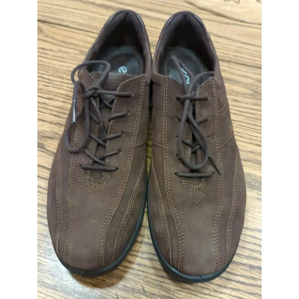 Ecco Sky Tie Lace Up Flat Women's 40‎ US 9 Brown Suede Oxford Casual Shoe